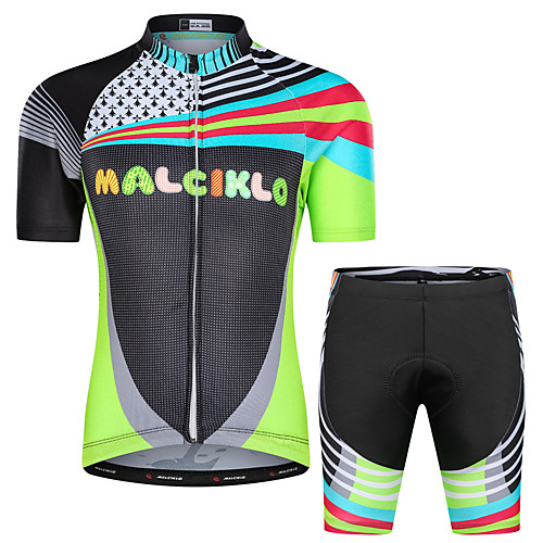 

Malciklo Boys' Girls' Short Sleeve Cycling Jersey with Shorts - Kid's Lycra Black Floral Botanical Bike Clothing Suit UV Resistant Breathable Quick Dry Moisture Wicking Reflective Strips Sports