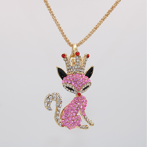 

Women's Pendant Necklace Statement Necklace Necklace Classic Pave Fox Animal Unique Design Trendy Fashion Gold Plated Chrome Pink 70 cm Necklace Jewelry 1pc For Carnival Holiday Club Bar Festival