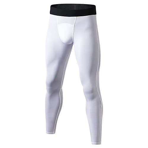 

YUERLIAN Men's High Waist Running Tights Leggings Compression Pants Cropped Leggings Thermal Warm Breathable Moisture Wicking White Black Red Fitness Gym Workout Running Summer Sports Activewear High