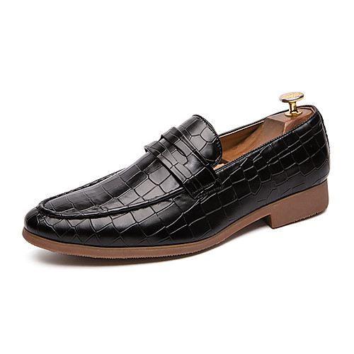 

Men's Spring / Summer Casual / British Wedding Party & Evening Loafers & Slip-Ons Walking Shoes Faux Leather Non-slipping Wear Proof Light Brown / Black