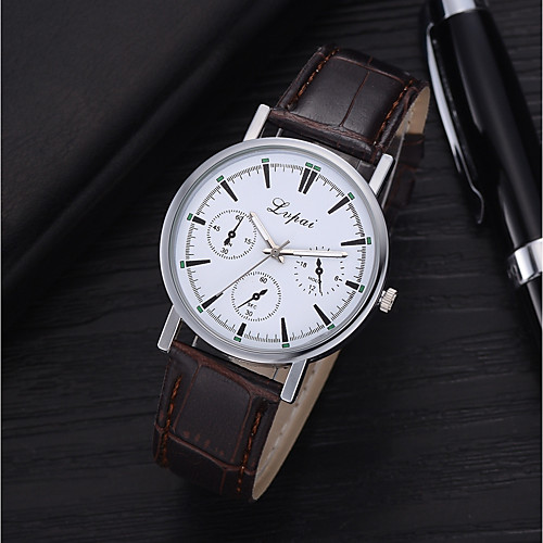 

Men's Dress Watch Aviation Watch Quartz Quilted PU Leather Black / Brown No Casual Watch Cool Analog Casual Fashion - Black Brown One Year Battery Life