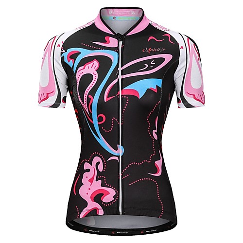 

Malciklo Women's Short Sleeve Cycling Jersey Black Floral Botanical Bike Jersey Top Mountain Bike MTB Road Bike Cycling Breathable Quick Dry Anatomic Design Sports Terylene Clothing Apparel