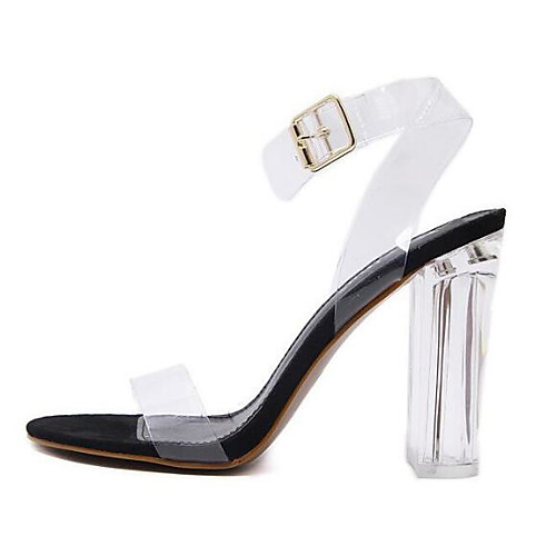 

Women's Sandals Katy Perry Sandals Chunky Heel / Block Heel Peep Toe Buckle PVC Transparent Shoes Spring / Summer White / Black / Party & Evening / Party & Evening / EU41