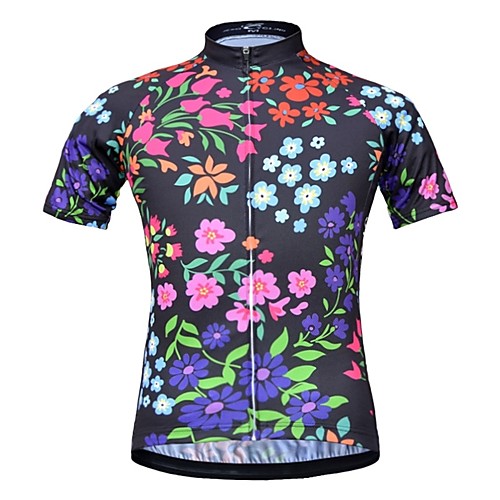 

JESOCYCLING Women's Short Sleeve Cycling Jersey Black Floral Botanical Bike Jersey Top Mountain Bike MTB Road Bike Cycling Breathable Quick Dry Sweat-wicking Sports Clothing Apparel / Stretchy