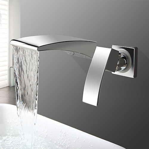 

Bathroom Sink Faucet - Waterfall Chrome Wall Mounted Two Holes / Single Handle Two HolesBath Taps