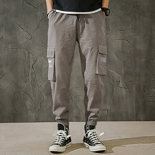 

Men's Streetwear Harlem Pants Harem Chinos Pants Solid Colored Full Length Black Khaki Gray