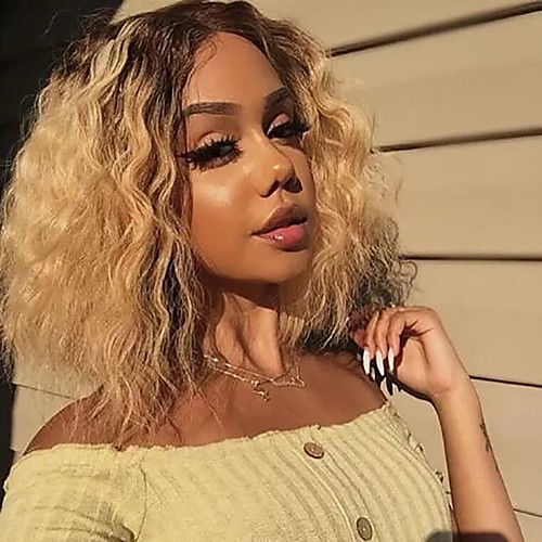 

Synthetic Extentions Body Wave Beyonce Middle Part Wig Blonde Medium Length Golden Blonde Synthetic Hair 14 inch Women's Party Women Synthetic Blonde