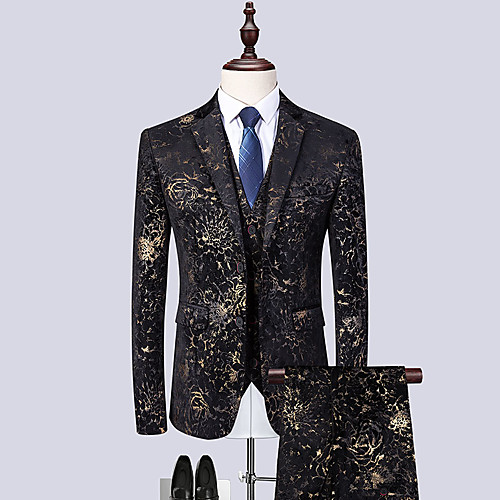 

Tuxedos Notch Single Breasted Two-buttons Cotton Blend / Cotton / Polyester Floral / Botanical