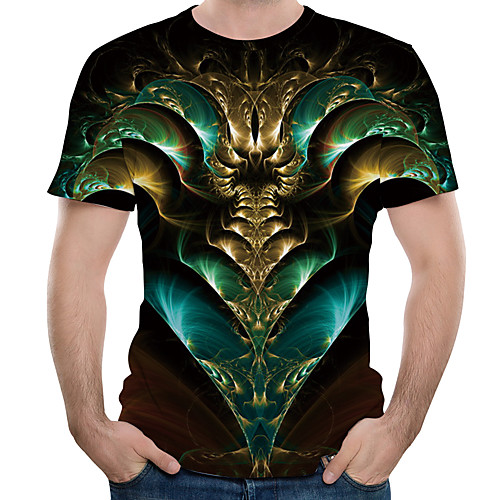 

Men's T shirt Graphic Abstract Print Tops Green