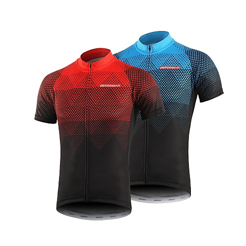 

BERGRISAR Men's Short Sleeve Cycling Jersey Black / Red Orange Green Gradient Bike Jersey Top Mountain Bike MTB Road Bike Cycling Breathable Quick Dry Sports Clothing Apparel / Micro-elastic