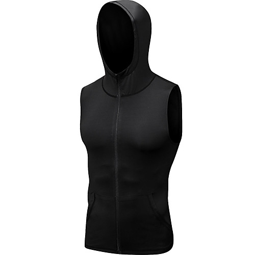 

YUERLIAN Men's Yoga Top Summer Zipper Solid Color Dark Grey Black Light Grey Dark Navy Yoga Fitness Gym Workout Tank Top Sleeveless Sport Activewear Lightweight Breathable Quick Dry Sweat-wicking