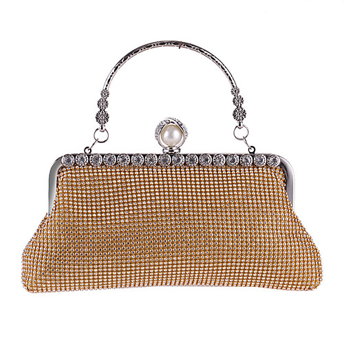

Women's Crystals Polyester Evening Bag Solid Color Black / Gold / Silver