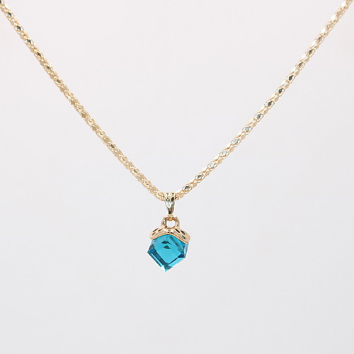 

Women's Crystal Pendant Necklace Necklace Charm Necklace Geometrical faceter Lucky Dainty Simple Unique Design Trendy Gold Plated Chrome Pink Light Blue Peacock Green 42 cm Necklace Jewelry 1pc For