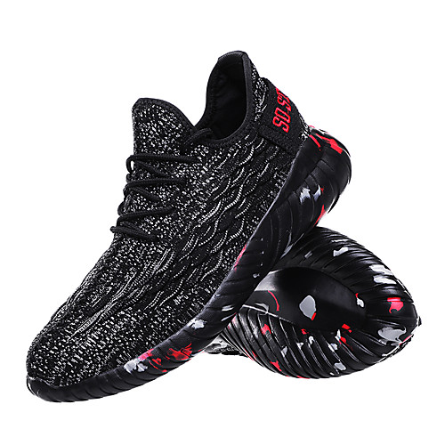 

Men's Summer / Fall Sporty Athletic Outdoor Trainers / Athletic Shoes Running Shoes Faux Leather Breathable Wear Proof Red / Gray