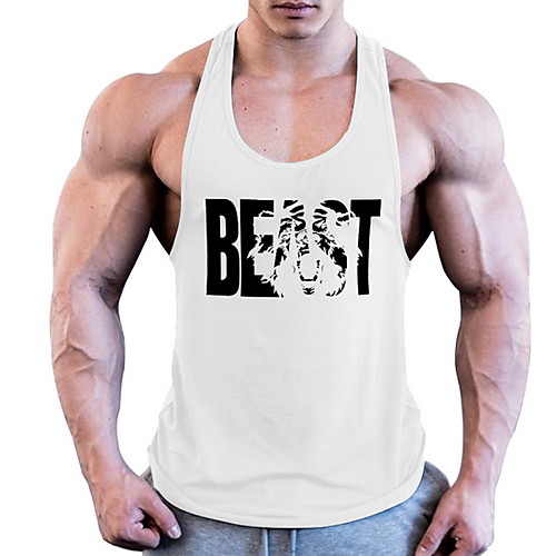 

Men's Graphic Letter Print Slim Tank Top - Cotton Active Daily Sports Gym Round Neck Wine / White / Black / Royal Blue / Navy Blue / Gray / Summer / Sleeveless