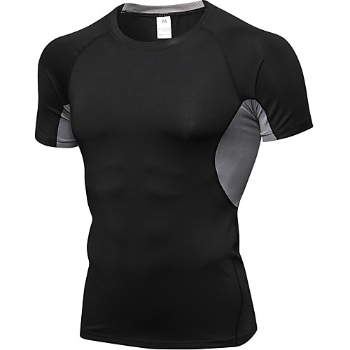 

Men's Running Shirt Tee Tshirt Top Spandex Quick Dry Breathable Soft Gym Workout Camping / Hiking Exercise & Fitness Racing Running Sportswear Black Light Red Activewear High Elasticity