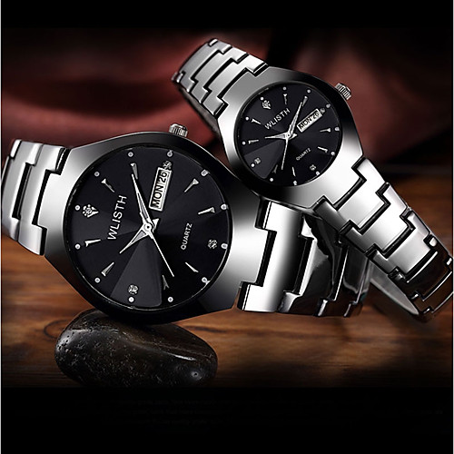 

Couple's Steel Band Watches Analog Quartz Matching His And Her Elegant Water Resistant / Waterproof Calendar / date / day Creative / One Year / Stainless Steel / Stainless Steel