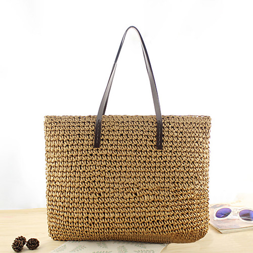 

Women's Straw Tote Solid Color Beige / Brown / Dark Brown / Fall & Winter