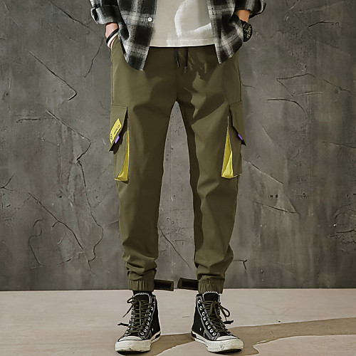 

Men's Streetwear Harlem Pants Harem Chinos Pants Solid Colored Full Length Black Army Green