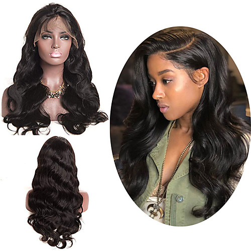 

Human Hair Wig Medium Length Body Wave Side Part Party Women Best Quality Lace Front Brazilian Hair Women's Black#1B 18 inch 20 inch 22 inch