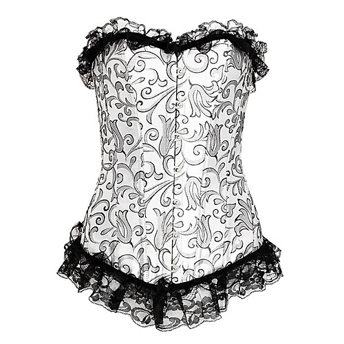 

Women's Cotton Hook & Eye Overbust Corset - Geometric, Modern Style / Basic Gray S M L