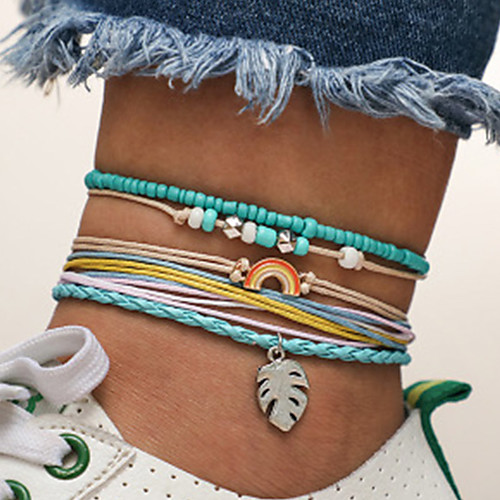 

Ankle Bracelet Women's Body Jewelry For Party Daily Cord Alloy Light Blue 5pcs
