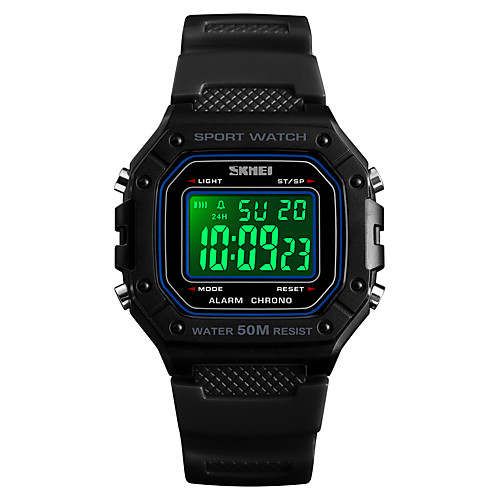 

SKMEI Men's Military Watch Digital Silicone Black / Blue / Red 50 m Military Alarm Calendar / date / day Digital Outdoor Fashion - Green Blue Black / White One Year Battery Life