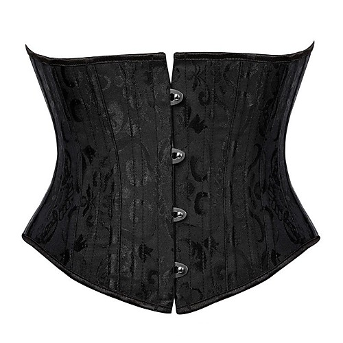 

Women's Hook & Eye Underbust Corset - Solid Colored / Geometric, Modern Style / Basic Black XS S M