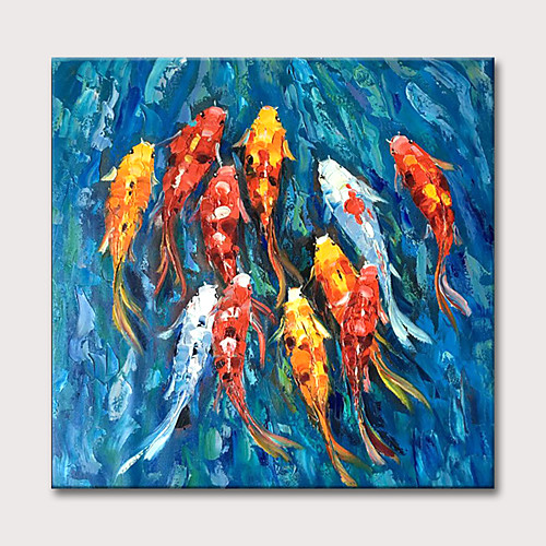 

Oil Painting Hand Painted Animal Koi Pond Abstract Canvas Art Rolled Canvas