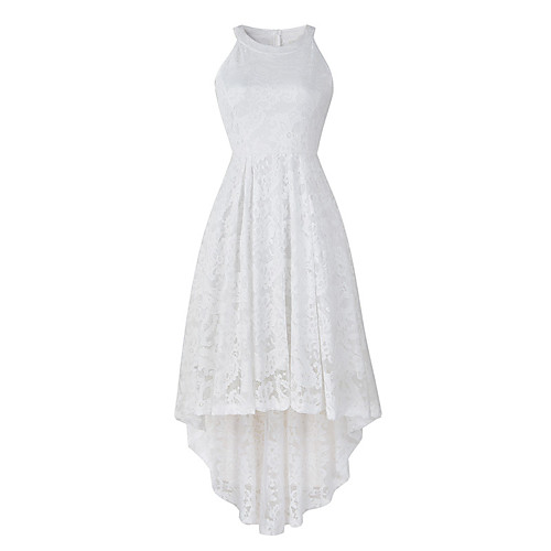 

Women's Lace Midi Dress White Black Purple Blushing Pink Wine Royal Blue Navy Blue Beige Gray Sleeveless Solid Color Round Neck S M L XL XXL