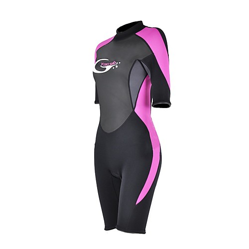 

YON SUB Women's Shorty Wetsuit 3mm SCR Neoprene Diving Suit Thermal / Warm Waterproof Zipper Short Sleeve Back Zip - Diving Water Sports Patchwork Autumn / Fall Spring Summer / Winter / Micro-elastic