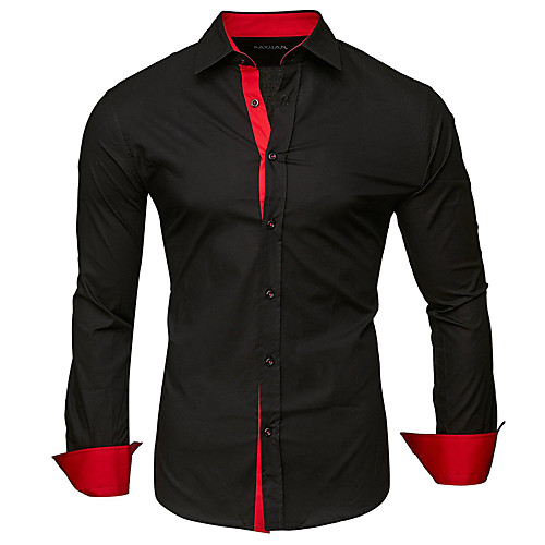 

Men's Shirt Solid Colored Plus Size Patchwork Tops White Black Royal Blue