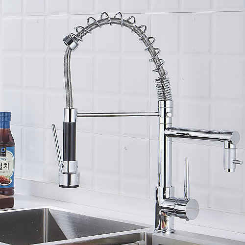 

Kitchen faucet - One Hole Nickel Brushed Pull-out / ­Pull-down Deck Mounted Contemporary Kitchen Taps / Single Handle One Hole