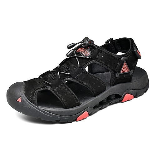 

Men's Summer Casual Outdoor Beach Sandals Water Shoes / Upstream Shoes Leather Breathable Non-slipping Shock Absorbing Light Brown / Black