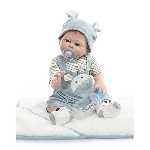 

NPKCOLLECTION 22 inch Reborn Doll Baby Reborn Baby Doll Cute New Design Artificial Implantation Blue Eyes Full Body Silicone Silica Gel Vinyl with Clothes and Accessories for Girls' Birthday and