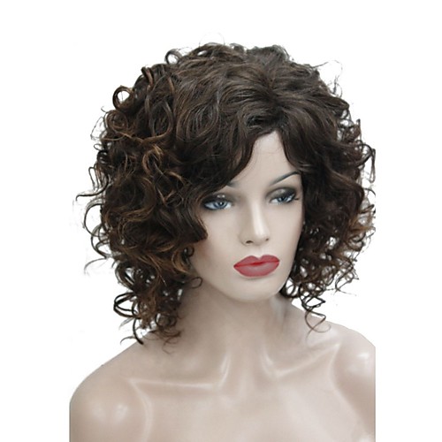 

Synthetic Wig Curly Side Part Wig Medium Length Brown Synthetic Hair 14 inch Women's Synthetic Brown