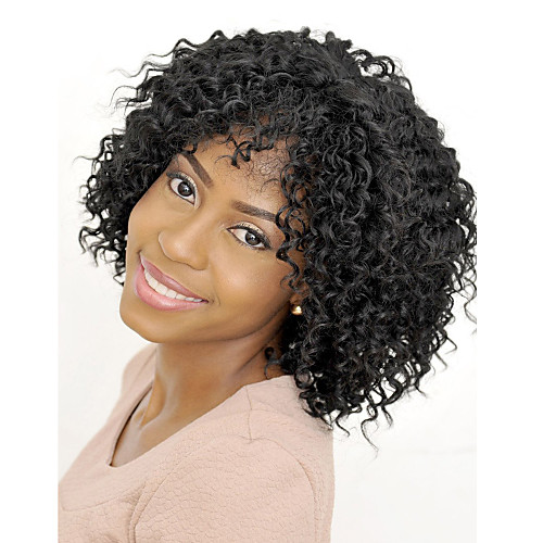 

Synthetic Wig Curly Afro Curly With Bangs Wig Medium Length Natural Black Synthetic Hair 14 inch Women's Synthetic Comfortable African American Wig Black / Doll Wig / For Black Women
