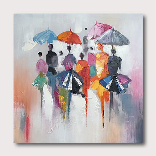 

Hand painted Stretched Oil Painting Canvas Ready To Hang Abstract Style Pallet-Knife Streetscape