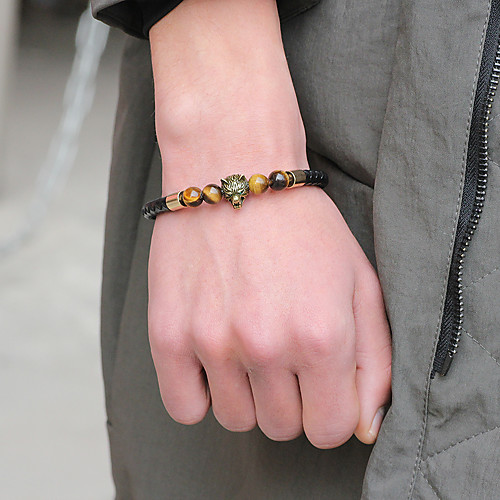 

Men's Women's Vintage Bracelet Leather Bracelet Bracelet Retro Cathedral Wolf Head Wolf Simple Vintage Trendy Fashion Leather Bracelet Jewelry Gold / Black / Silver For Gift Daily Street Holiday