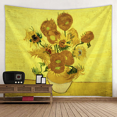 

oil painting style wall tapestry van gogh art decor blanket curtain hanging home bedroom living room decoration sunflower