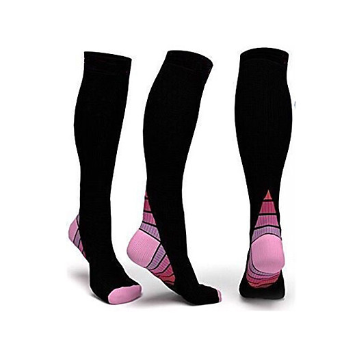 

Men's Women's Athletic Sports Socks Hiking Socks Running Socks Football Socks 1 Pair Knee high Socks Outdoor Quick Dry Reduces Chafing Compression Socks Long Socks Stripes Nylon Blue Pink Grey for