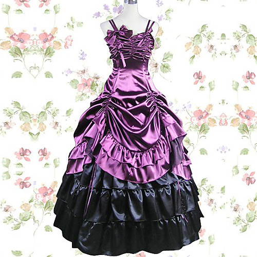 

Vintage Princess Lolita Elegant Cosplay Costume JSK / Jumper Skirt Female Japanese Cosplay Costumes Gray / Purple / Dark Green Patchwork Sleeveless Maxi Long Length