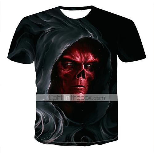 

Men's T shirt 3D Print Graphic 3D Skull Plus Size Print Short Sleeve Dailywear Tops Navy Blue