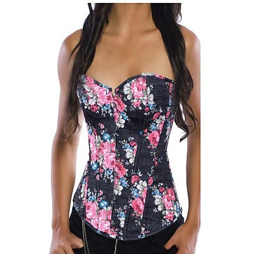 

Women's Lace Up Overbust Corset - Geometric, Modern Style / Basic Black Blue S M L