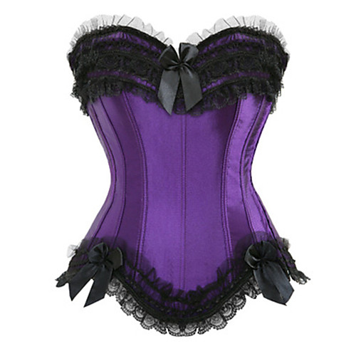 

Women's Plus Size Zipper Overbust Corset - Solid Colored / Sexy, Bow / Stylish White Black Purple S M L