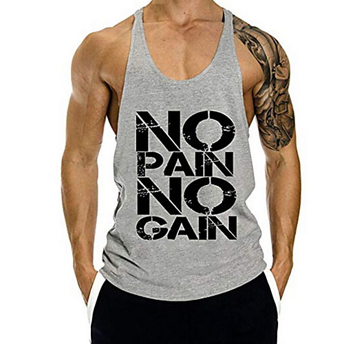 

Men's Graphic Letter Print Slim Tank Top Active Daily Sports Gym Round Neck Wine / White / Black / Navy Blue / Gray / Summer / Sleeveless