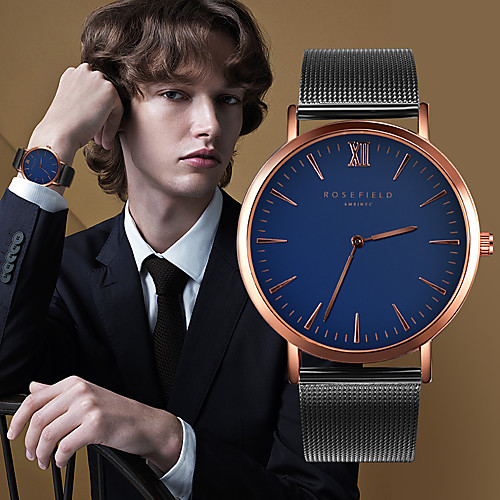 

Men's Dress Watch Quartz Stainless Steel Black / Silver Shock Resistant Casual Watch Analog Luxury Fashion Simple watch - Black Silver Black / Rose Gold One Year Battery Life
