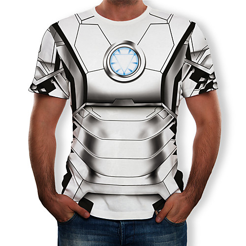 

Men's 3D Graphic Print T-shirt Round Neck Silver