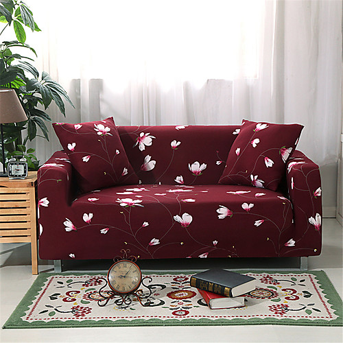 

Flowers And Plants Print Dustproof Stretch Slipcovers Stretch Sofa Cover Super Soft Fabric Couch Cover (You will Get 1 Throw Pillow Case as free Gift)