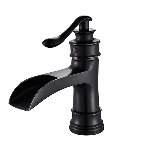 

Bathroom Sink Faucet - Waterfall Bronze / Oil-rubbed Bronze / Nickel Brushed Deck Mounted Single Handle One HoleBath Taps